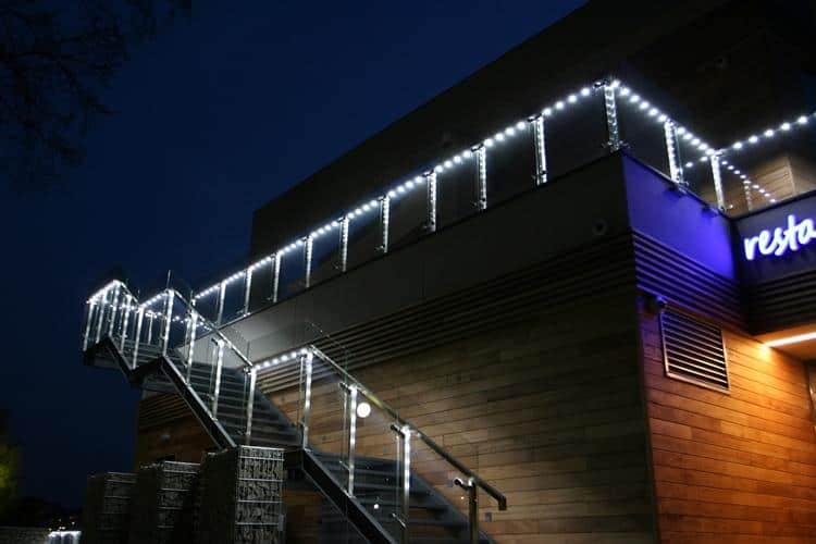 led illuminated balustrade in a bar