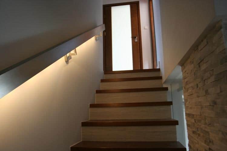 LED illuminated balustrade by the stairs