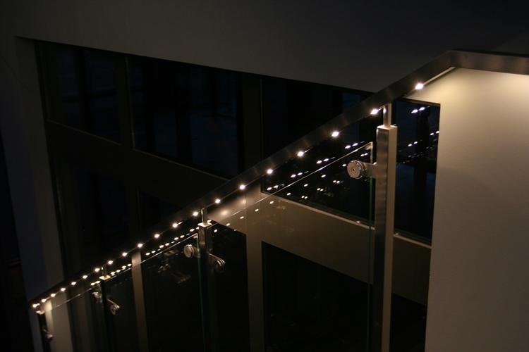 led illuminated balustrade by the window