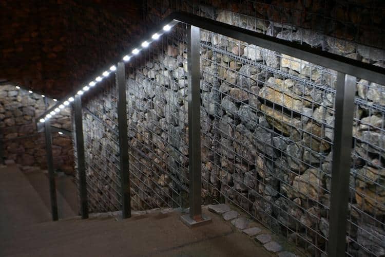 led illuminated balustrade in an old castle