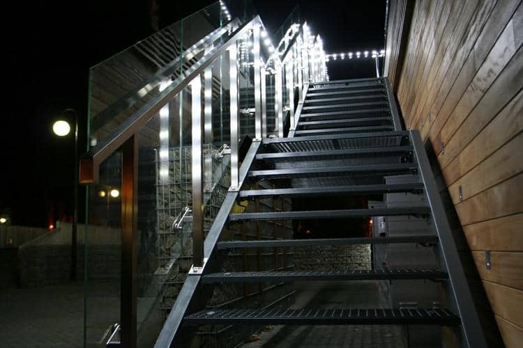 led illuminated balustrade by the stairs