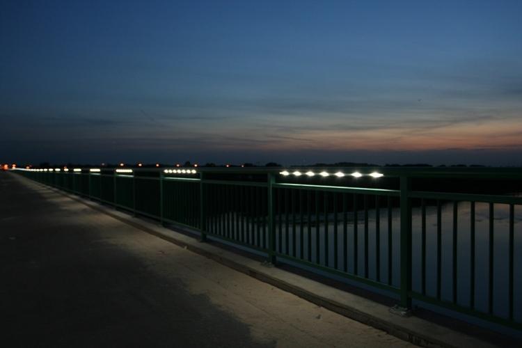 led illuminated balustrade by the river