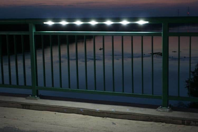 led illuminated balustrade next to the bridge