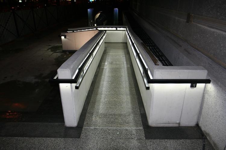 handrails illuminated with LED