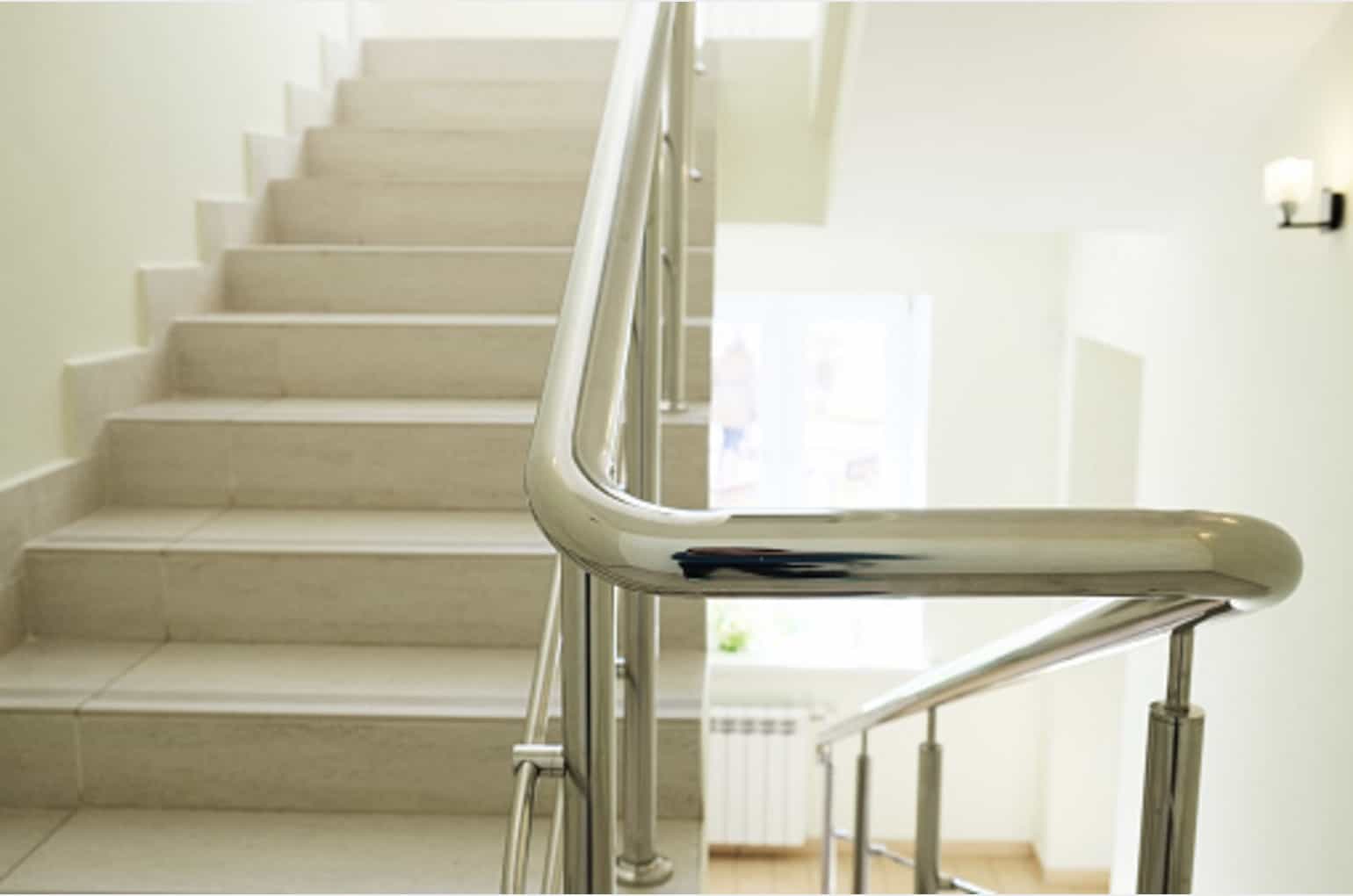 stainless steel balustrade by the stairs