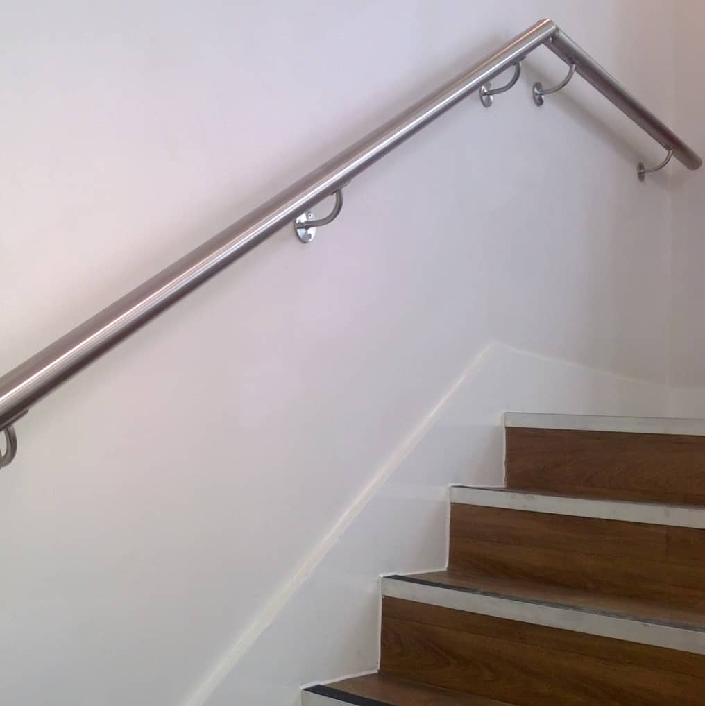 stainless steel handrail by the stairs